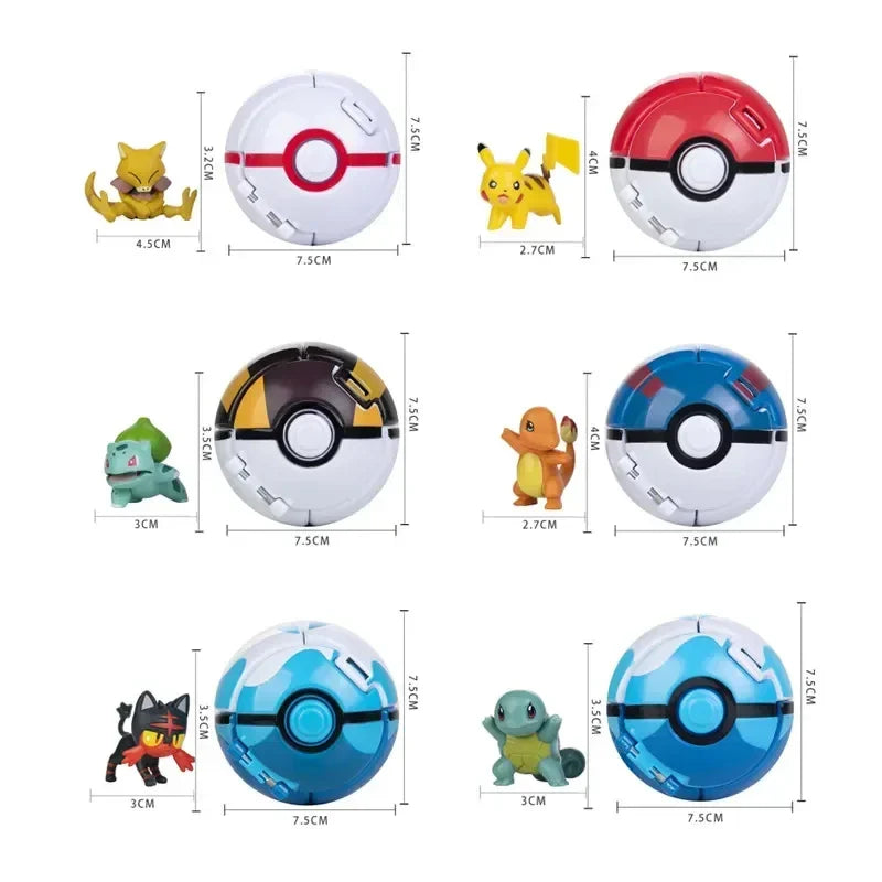 Pokemon Pokeball Figurine — Anime Action Figures including Pikachu & Charizard, Kids Collectible Toy Gift