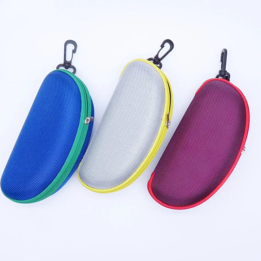 KLASSNUM Portable EVA Glasses Case - Colorful Sunglasses Hard Case with Zipper, Carabiner Hook, Eyeglasses Protector Box Holder