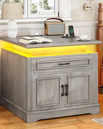 L-Shaped Gaming Desk – Reversible U Shaped Computer Desk with Power Outlet, Storage Shelves & LED Lighting