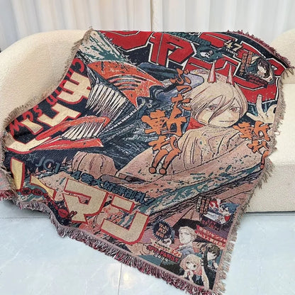 Anime Dragon Ball & One Piece Cotton Blanket – Decorative Sofa & Bed Throw