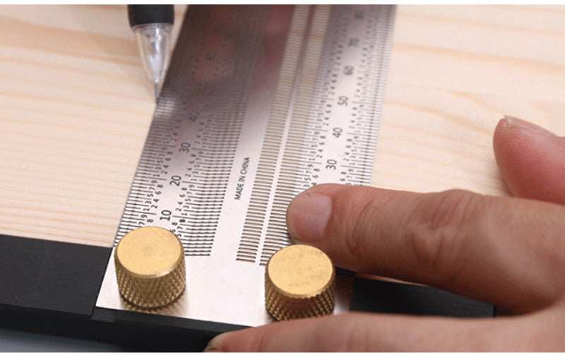 High Precision T-Type Scale Ruler — Stainless Steel Woodworking Scribing & Marking Gauge