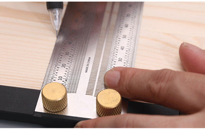 High Precision T-Type Scale Ruler — Stainless Steel Woodworking Scribing & Marking Gauge