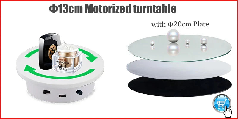 BFOLLOW 20/30/40cm Remote Control Electric Turntable – 360° Rotating Rechargeable Mirror Display Stand for Photography & Video