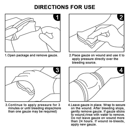 Tactical Kaolin Hemostatic Gauze – Emergency First Aid Bandage for Bleeding & Trauma Wound Dressing