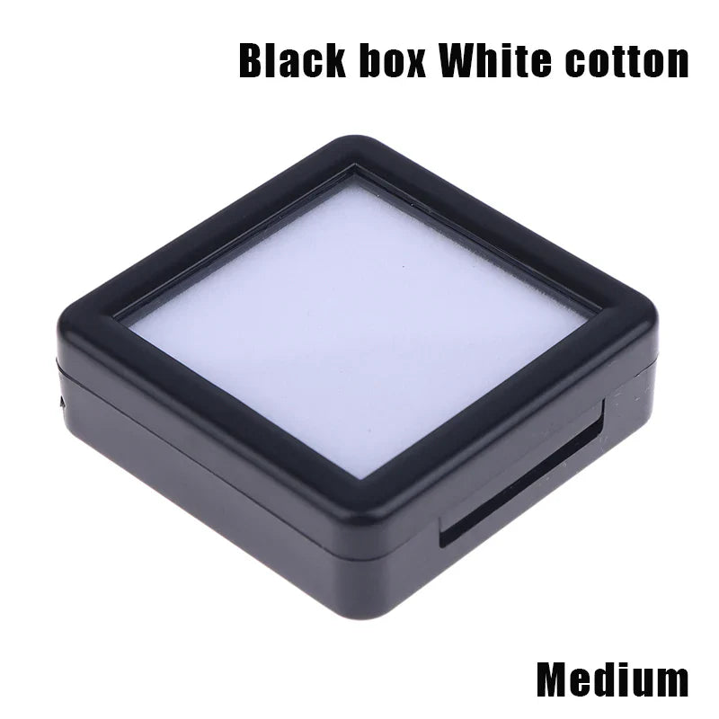 Transparent Glass Lid Gem Storage Box – Jewelry Display Case for Diamonds, Gemstones & Pendants Holder Container