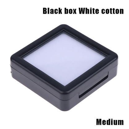 Transparent Glass Lid Gem Storage Box – Jewelry Display Case for Diamonds, Gemstones & Pendants Holder Container