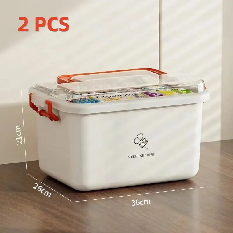 Large Capacity Medicine Box – Portable Home First Aid Kit with Multi-Layer Drug Storage for Family Emergencies