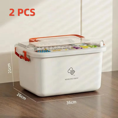 Large Capacity Medicine Box – Portable Home First Aid Kit with Multi-Layer Drug Storage for Family Emergencies