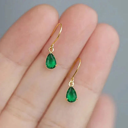 Huitan Pear Cubic Zirconia Dangle Earrings for Women – Simple Versatile Hook Drop Fashion Statement Jewelry