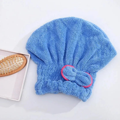 Microfibre Quick-Dry Hair Towel Wrap – Bowknot Bath Cap Bonnet for Women, Designer Bathroom Accessory