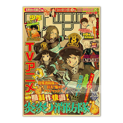 Vintage Anime Kraft Paper Posters – JoJo’s Bizarre Adventure, Jujutsu Kaisen & Demon Slayer Wall Art for Home Room Decor