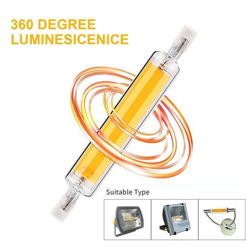 R7S LED Glass Tube COB Bulb — High-Power 78mm & 118mm Corn Lamp, Halogen Light Replacement AC 110V-240V