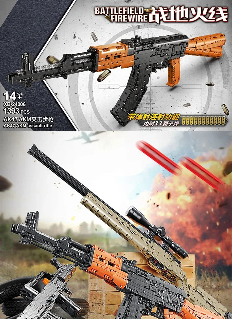 AK47 & AWM Sniper Gun Building Block Set – Military MOC Model Toy for Boys Holiday Gift