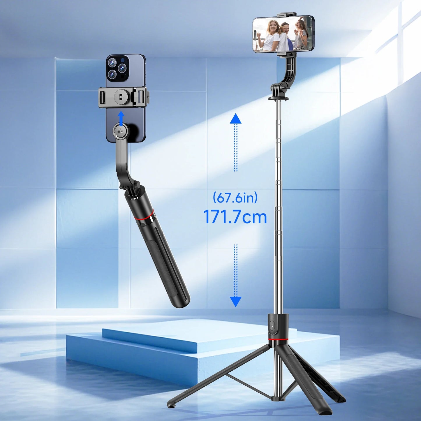 F15 Wireless Remote Selfie Stick Tripod – 68 Inch Extendable Phone Stand Desktop Tripod for iPhone & Android Smartphone Vlogging & Photography Shooting Stand