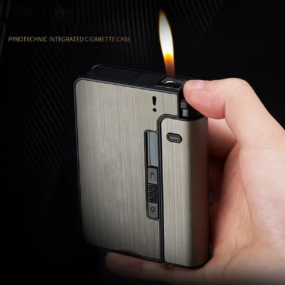 Portable Automatic Cigarette Case - Metal Holder Box for 10 King-Size Cigarettes, Gift for Men & Dad