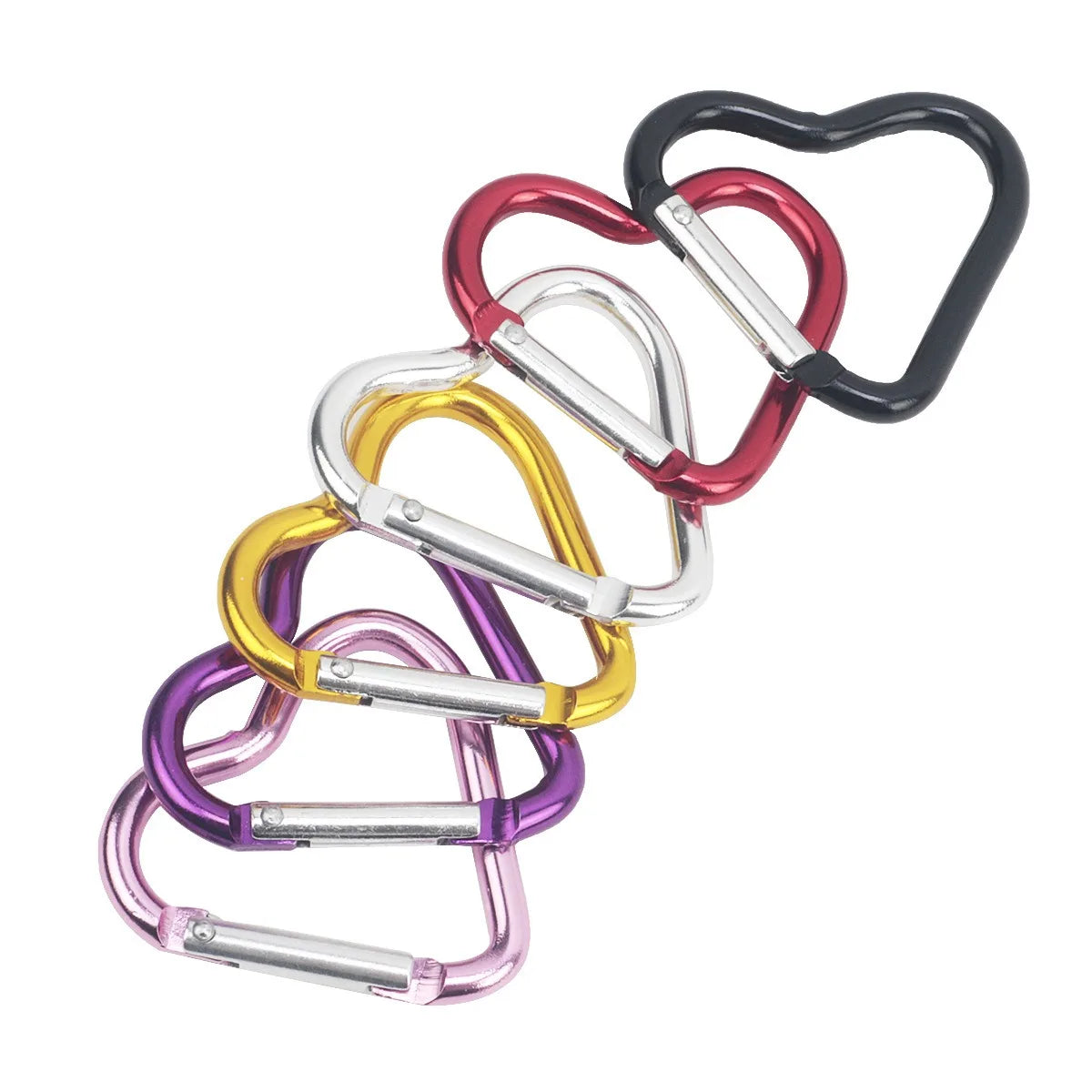 10PCS Heart Shape Aluminum Carabiner Clips - Tactical Keychain Hooks for Outdoor Gear, Water Bottles & EDC Tools