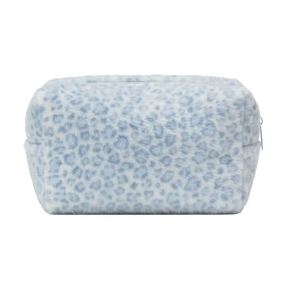 Large Leopard Print Makeup Bag - Fuzzy Portable Cosmetic & Toiletry Organizer with Large Capacity for Travel & Storage
