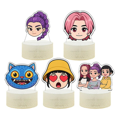 K-Pop Demon Hunters LED Night Light – Zoe, Mira, Rumi, Saja 16-Color Remote Control