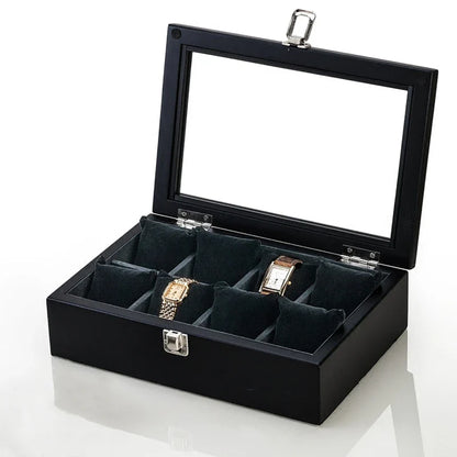 Wood Watch Box Organizer with Glass Window — Luxury Wooden Display Case & Storage Holder for Men’s Watches