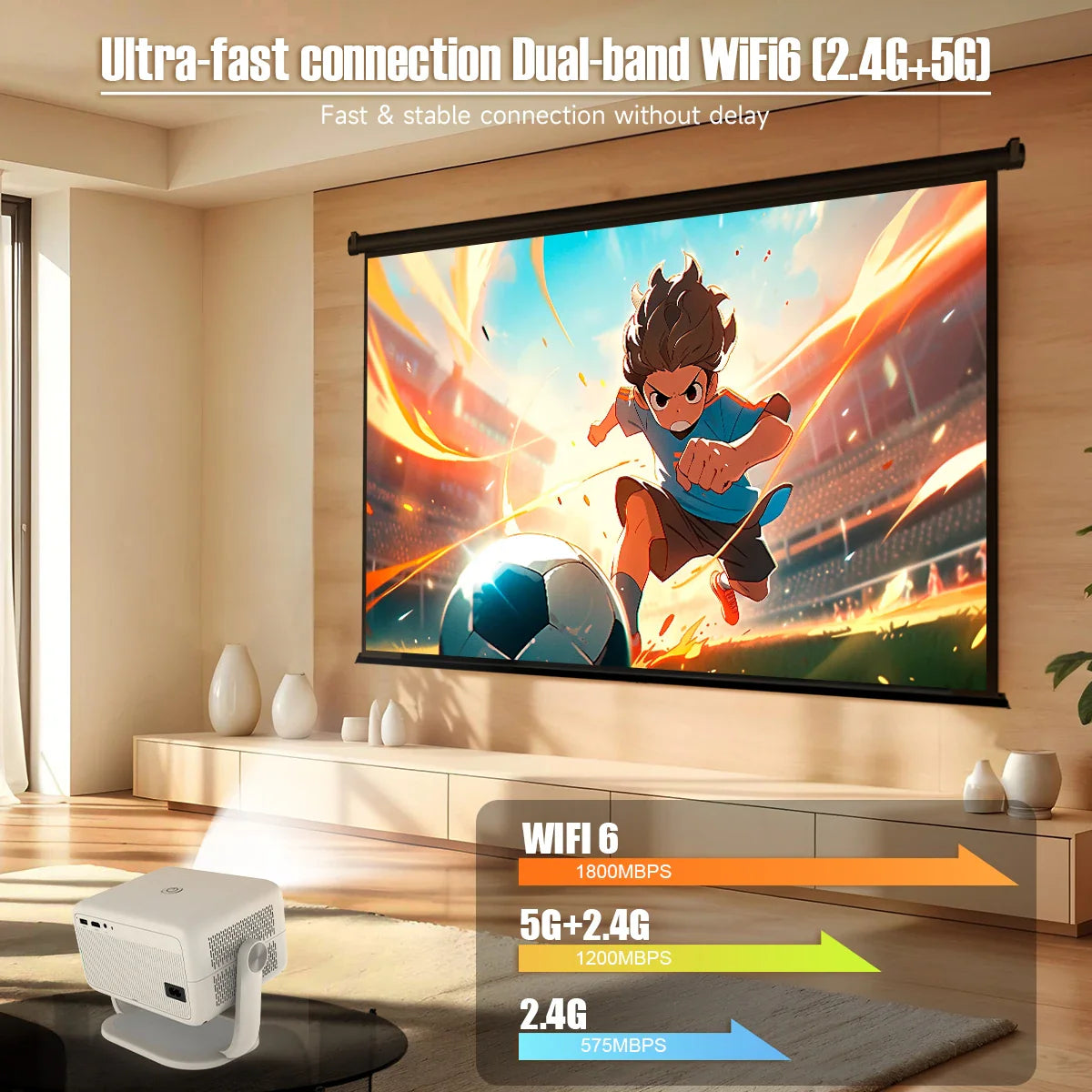 Magcubic L018 4K Android 11 Projector – 650 ANSI, Native 1080P, Auto Focus & Keystone, BT 5.2, WiFi 6, 360° Rotatable Portable Projector