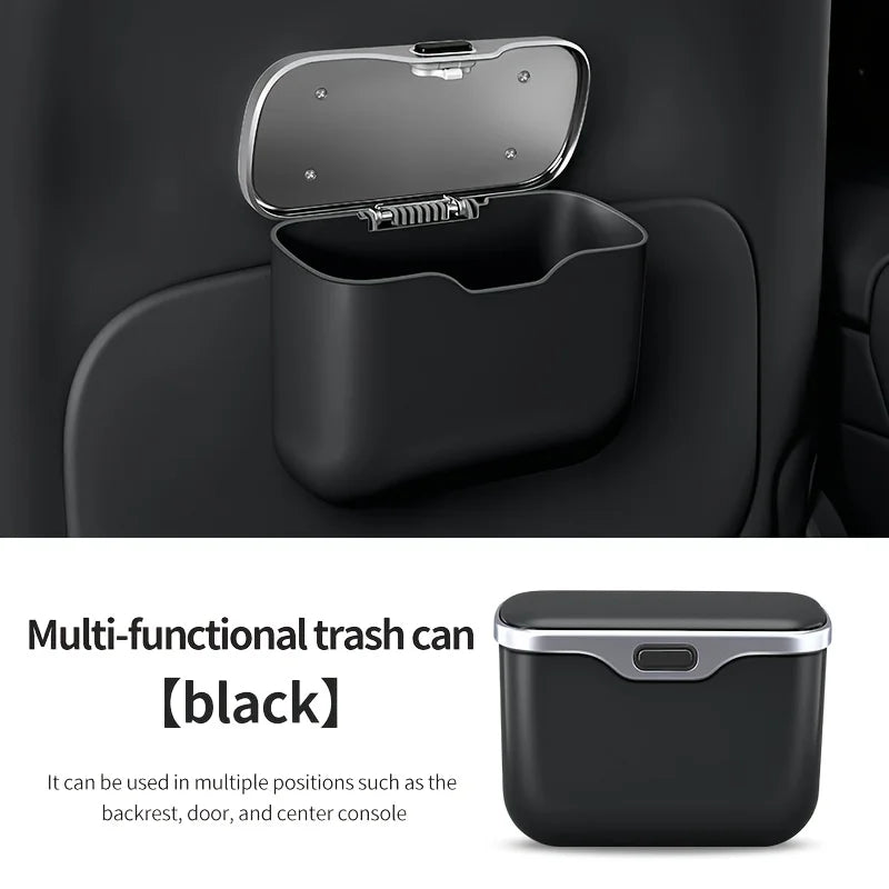 Multifunctional Car Trash Can with Lid – Hanging Storage Bin for Wet & Dry Use, Auto Interior Organizer Box Accessory