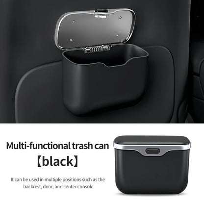 Multifunctional Car Trash Can with Lid – Hanging Storage Bin for Wet & Dry Use, Auto Interior Organizer Box Accessory
