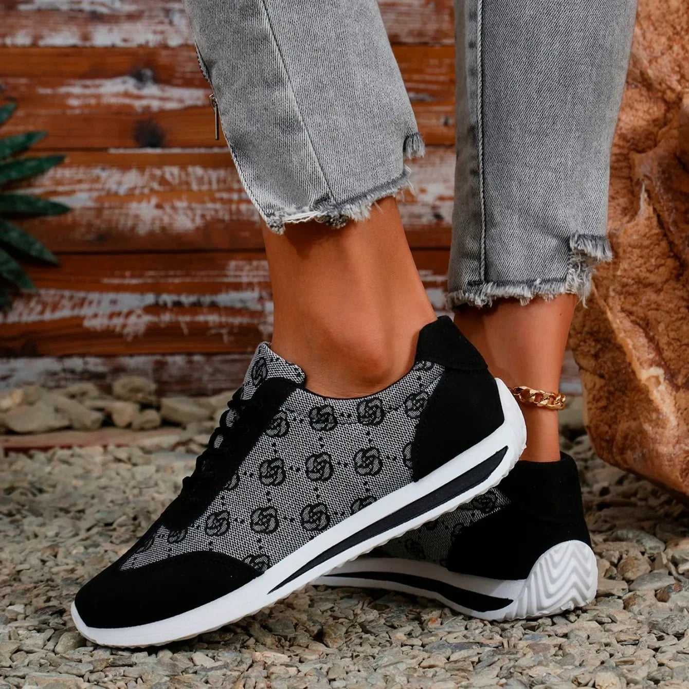 Women’s Thick-Soled Cross Round Head Fashion Shoes – Comfortable, Breathable, Wear-Resistant Casual Footwear (Zapatos De Mujer)