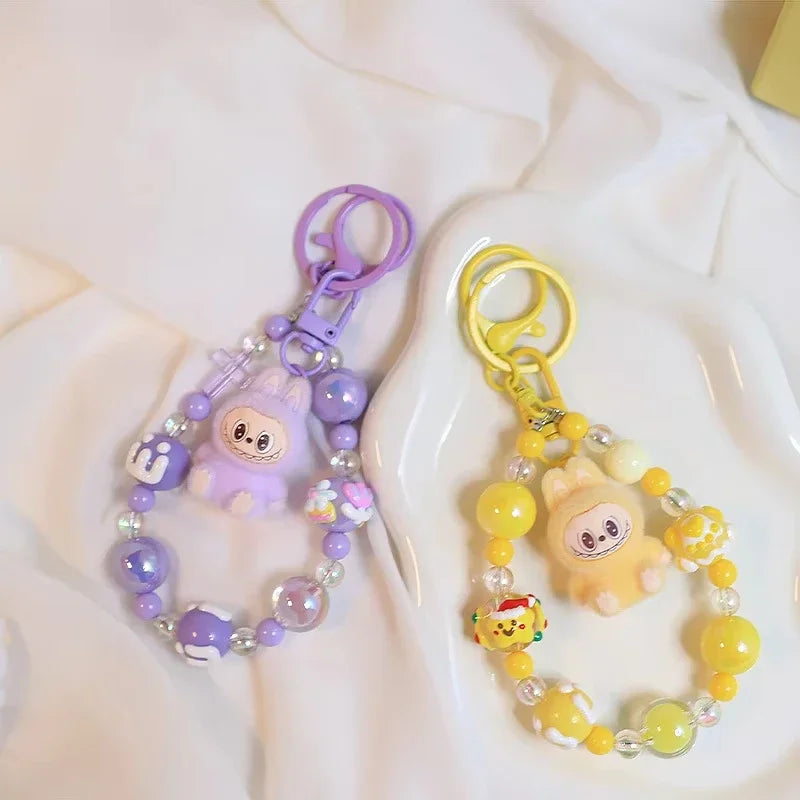 Labubu Keychain — Creative Resin Bead Cartoon Pendant for Backpack, DIY Couple & Kids Gifts