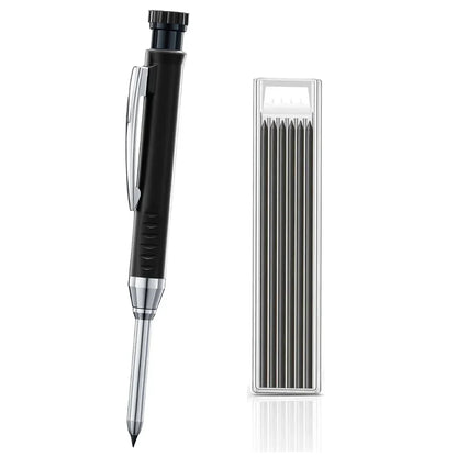Carpenter Mechanical Pencil Set - 2.8mm Solid Woodworking Pencil With Sharpener & 3 Color Refills For Construction Tools