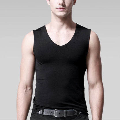 Men’s Silk Tank Top – Seamless Sleeveless Sport Vest, Plain Casual Summer Undershirt for Gym & Everyday Wear
