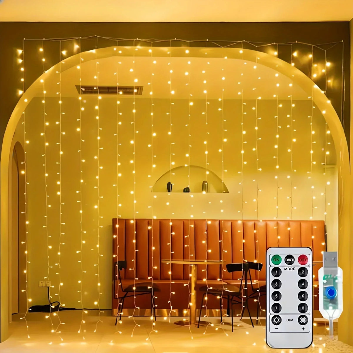 Remote Control Fairy Lights - USB LED Curtain String Lights for Christmas & Party Decor