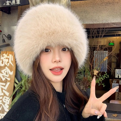 Women’s Faux Fur Winter Hat – Thick Warm Snow Ski Cap, Windproof Russian Style Ear Warmer Bonnet
