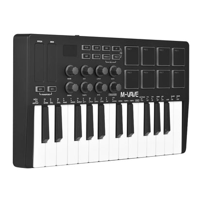 M-VAVE 25 Key MIDI Control Keyboard – Portable USB, Velocity-Sensitive Keys, 8 RGB Pads, 8 Knobs
