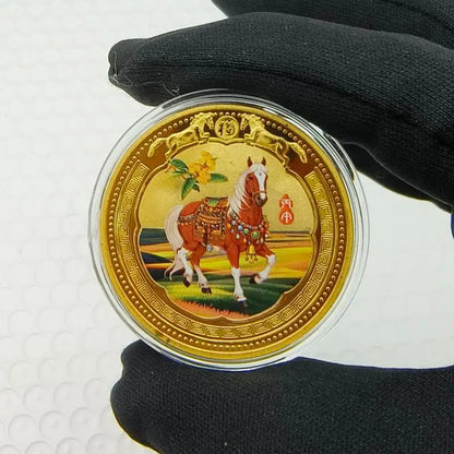 2026 Year of the Horse Chinese Commemorative Coin – Lucky Animal Metal Collectible New Year Souvenir Gift