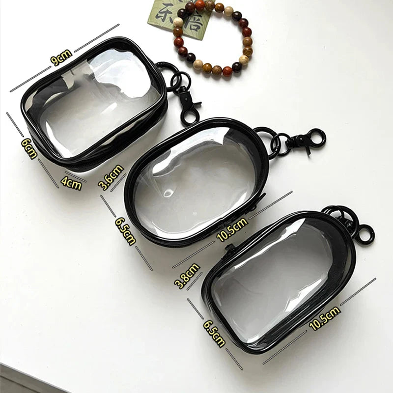 Jewelry Organizer Storage Box – Transparent Plastic Pouch with Keychain, Cute Doll Bag & Dustproof Case Mystery Box