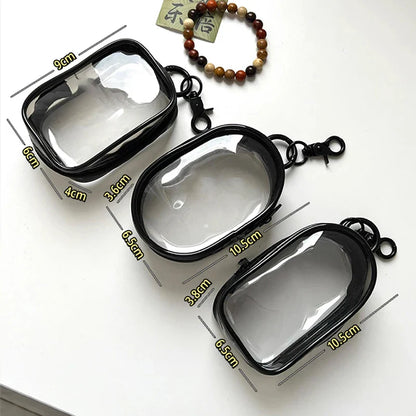 Jewelry Organizer Storage Box – Transparent Plastic Pouch with Keychain, Cute Doll Bag & Dustproof Case Mystery Box