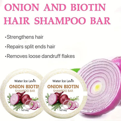 Onion & Biotin Shampoo Soap Bar 60g with Rosemary Extract for Moisturizing Hair Care