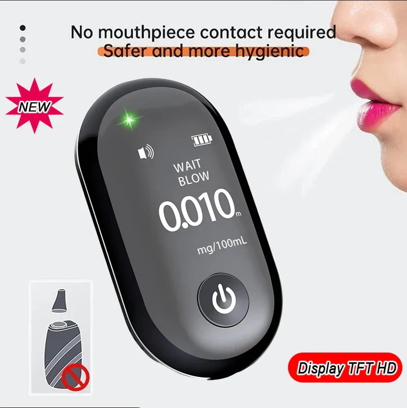 New Mini USB Rechargeable Alcohol Breathalyzer – Professional Alcoholometer with Large Battery Capacity