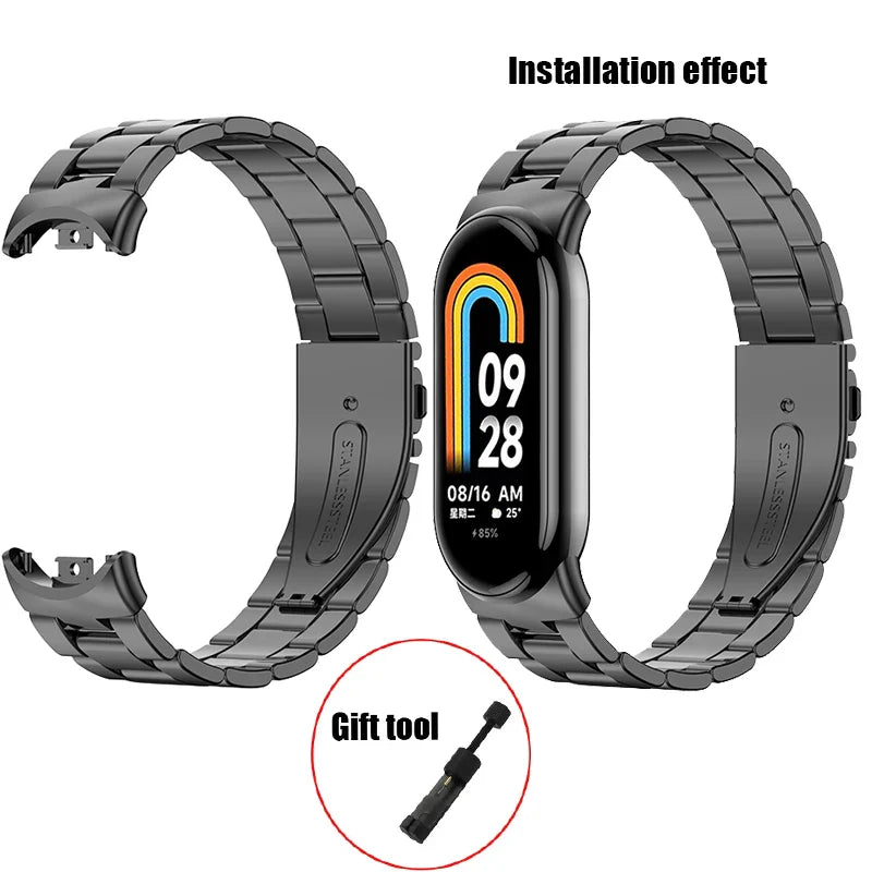 Metal Strap for Xiaomi Mi Band 8 & 9 – Screwless Stainless Steel Bracelet Wristband