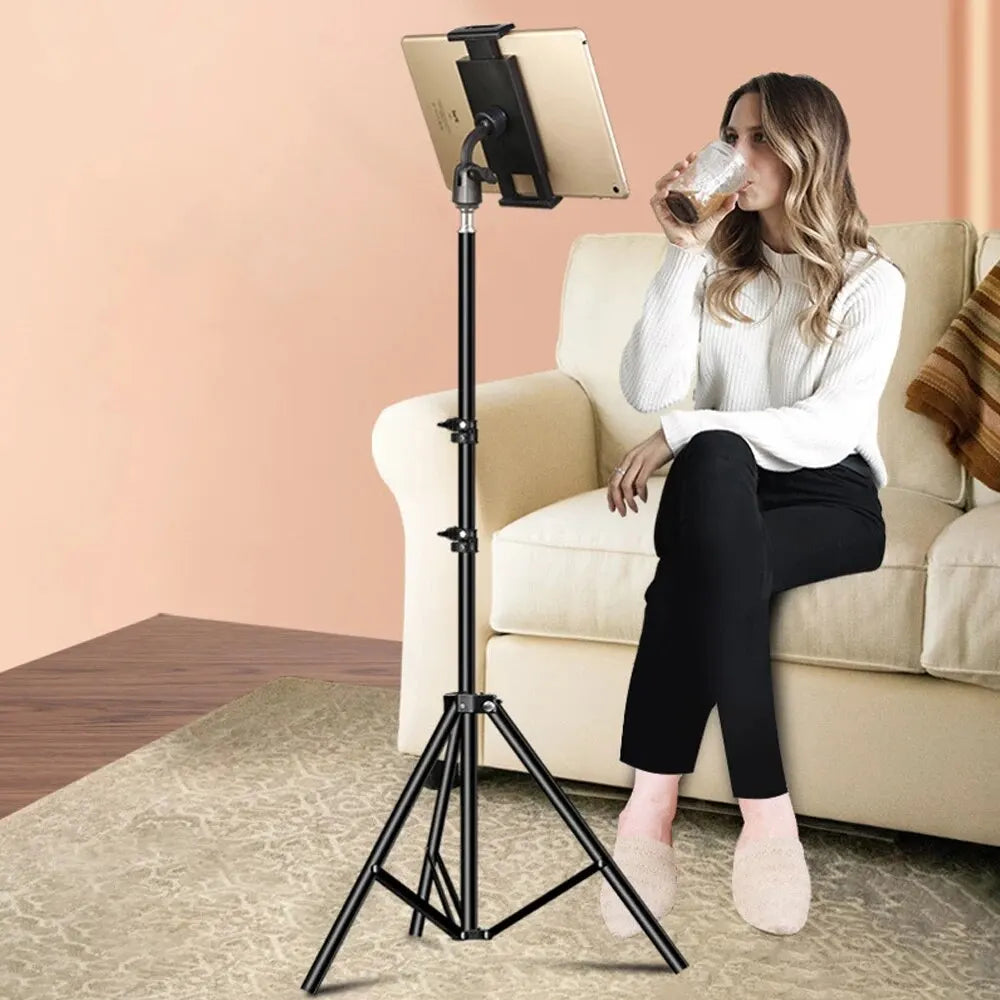 Adjustable Floor Tablet Tripod Stand – Universal Lazy Holder Mount for iPad, Air, Pro, Mini & 4–13 Inch Tablets (Xnyocn Bracket)