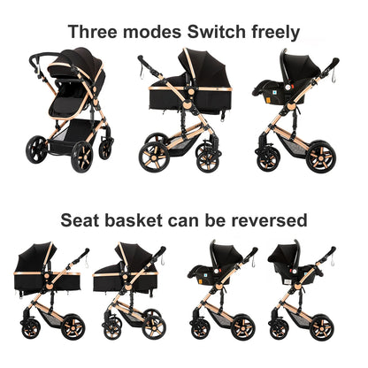 High-Quality 3-in-1 Newborn Baby Stroller — Lightweight Folding Cart with Comfort Seat & ISOFIX Safety