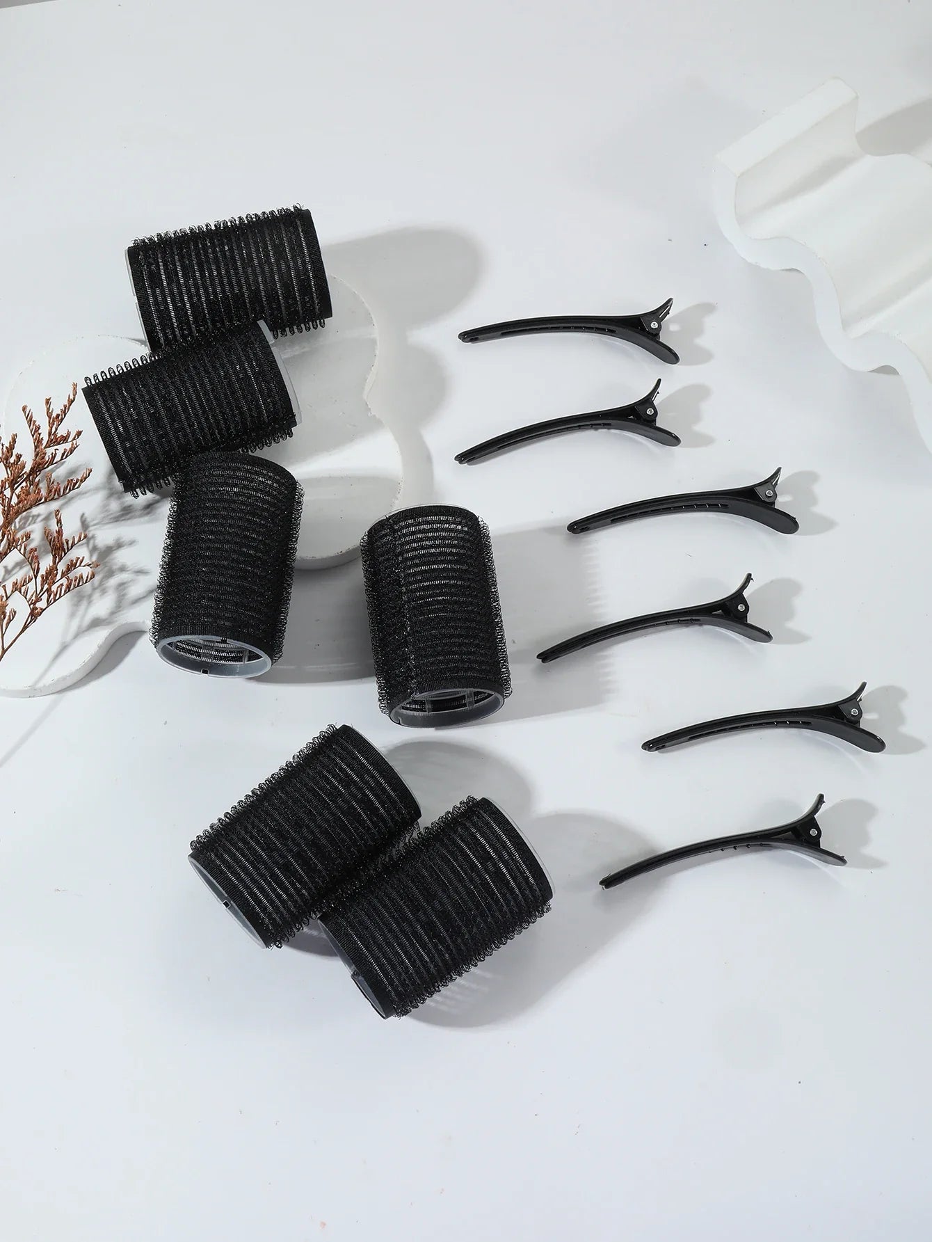 12pcs Air Bar Curling Iron Tube Set – Self-Adhesive Hair Rollers & Bangs Clips for Styling Real Hair & Wigs
