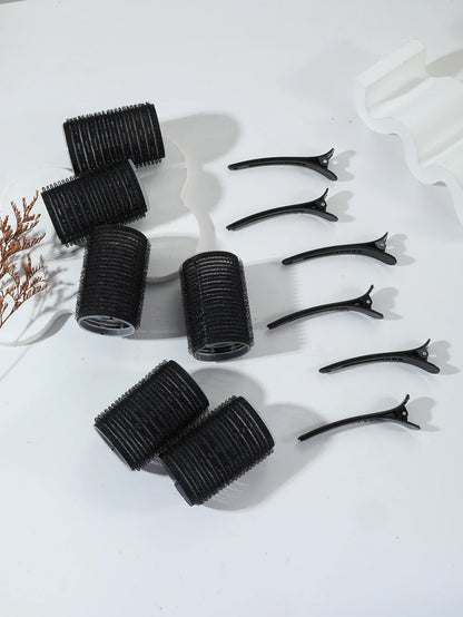 12pcs Air Bar Curling Iron Tube Set – Self-Adhesive Hair Rollers & Bangs Clips for Styling Real Hair & Wigs