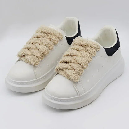 Fuzzy Shoelaces 15mm — Soft Plush Towel Laces for Fall, Winter, Halloween & Christmas Casual Sneakers