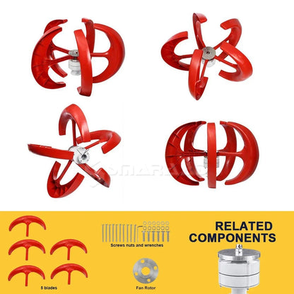 3000W Vertical Wind Turbine – 12V/24V/48V Small Windmill with 220V Output for Home & Farm, Includes MPPT Controller
