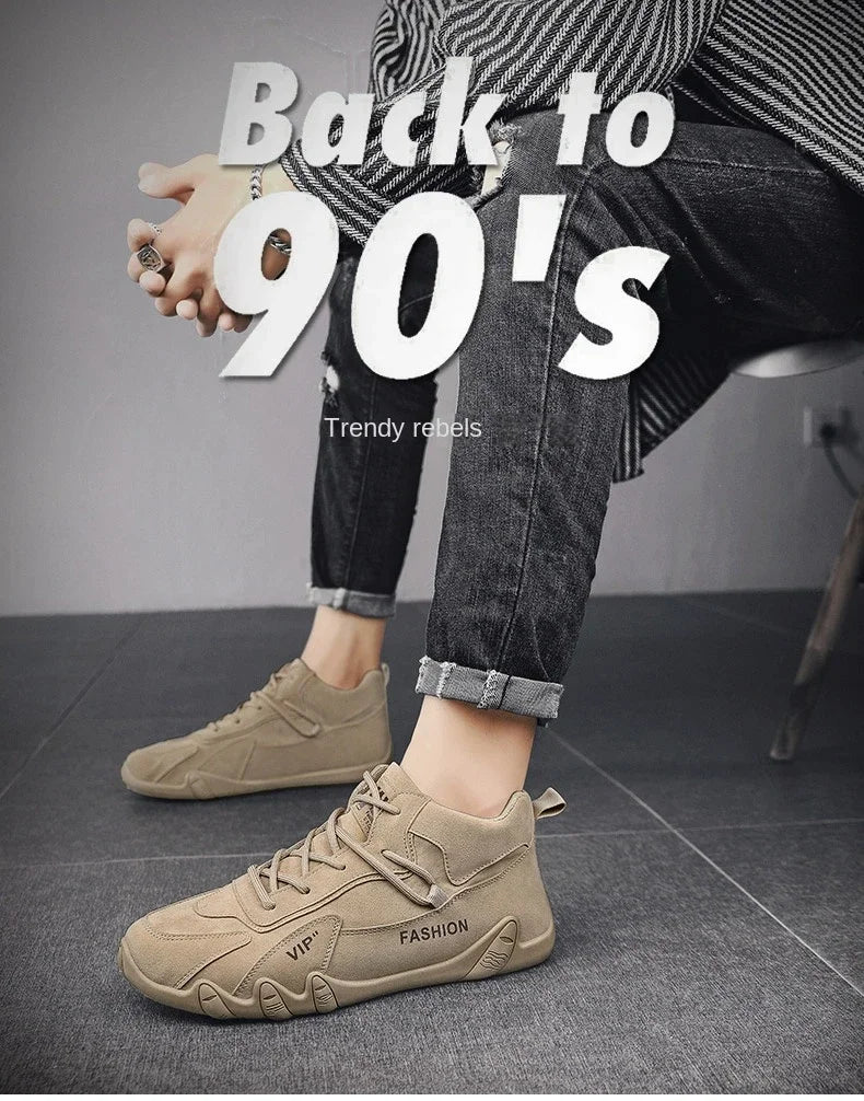 2024 Men’s Spring Ankle Boots – Casual Lace-Up Khaki Sneakers, Non-Slip Work Shoes & Loafers