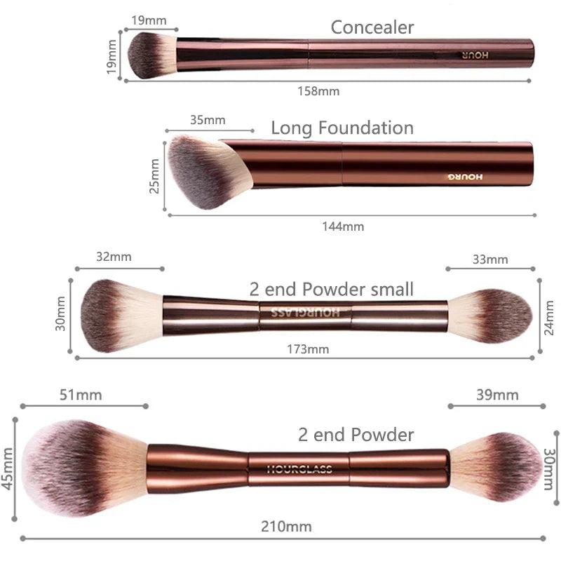 HG Pro Retractable Foundation Makeup Brush – Powder, Contour, Blusher & Highlight with Metal Handle