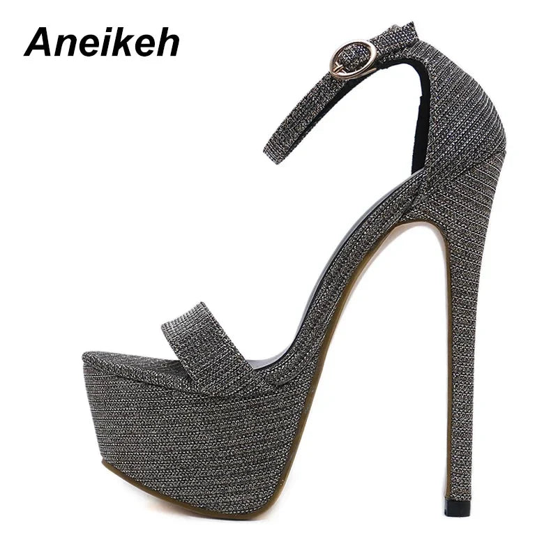 Aneikeh 2026 Sexy Women High Heel Platform Sandals – Summer Party Bling Pumps