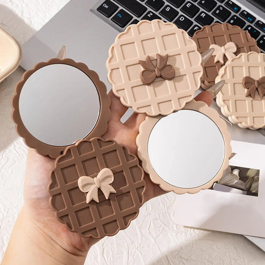 Mini Round Pocket Makeup Mirror - Portable Travel Glass Mirror for Women, Compact Solid Color Beauty Tool