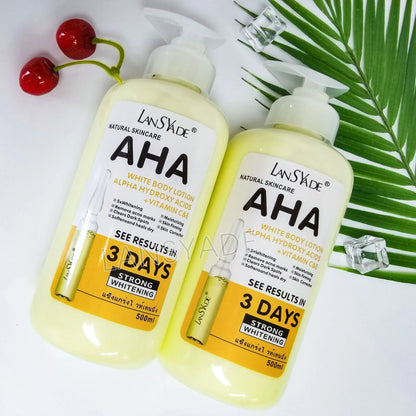 500ml Whitening Body Lotion with Alpha Hydroxy Acids, Vitamin C & E – Fast Moisturizing & Lightening Cream for Skin Brightening